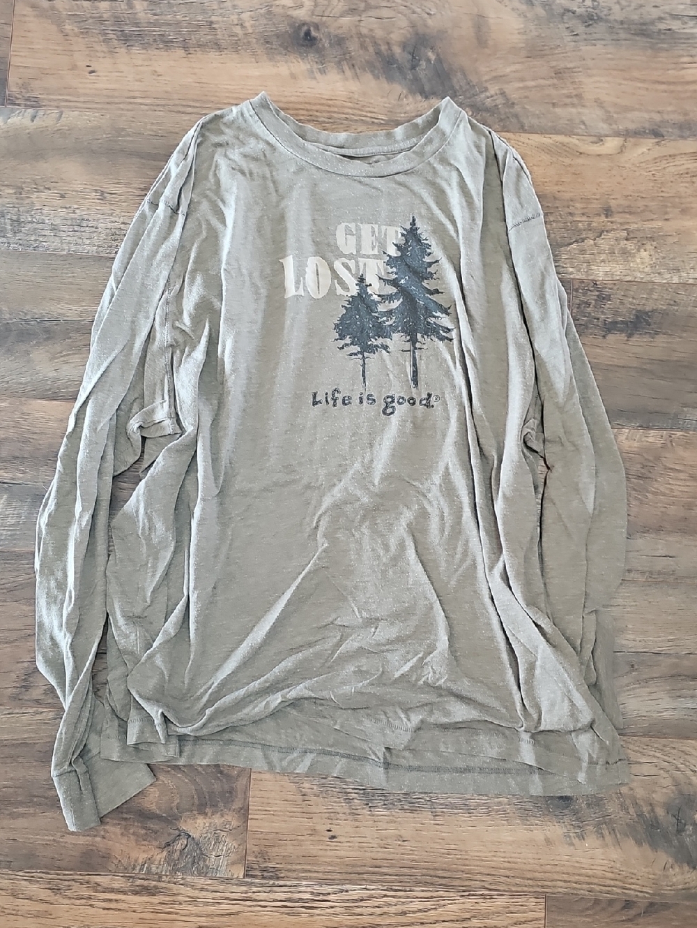 Life Is Good Olive Green 'Get Lost' Long Sleeve Tee